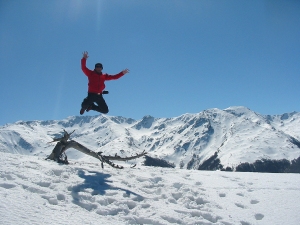 http://commons.wikimedia.org/wiki/File:Hiker_in_the_top_of_mountain.JPG
